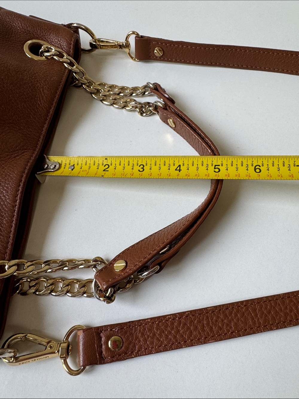 Michael Kors Women’s Brown Gold Chain-Handle Shoulder Bag - Picture 8 of 14